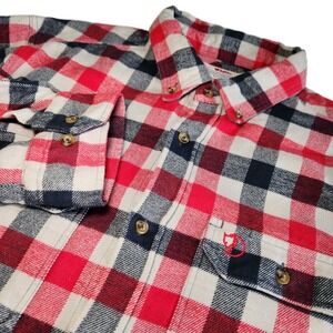 FJALLRAVEN Skog Shirt Mens XL Red Black Plaid Flannel Slim Fit Hiking Casual